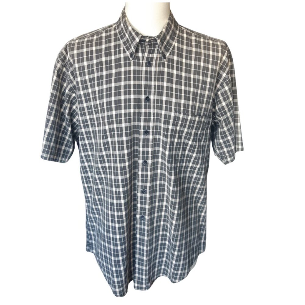Denver Hayes SZ M Men's Brown & Cream Plaid 100% Cotton Button Up Shirt